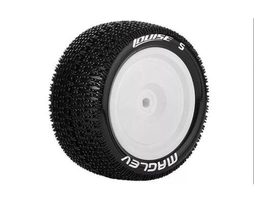 Louise RC - E-MAGLEV - 1-10 Buggy Tire Set - Mounted - Soft - White Wheels - Hex 12mm - 4WD - Rear - L-T3176SWKR