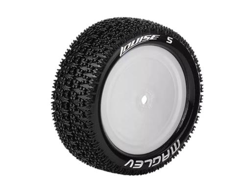 Louise RC - E-MAGLEV - 1-10 Buggy Tire Set - Mounted - Super Soft - White Wheels - Hex 12mm - 4WD - Front - L-T3174VWKF