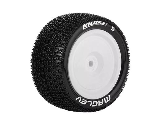 Louise RC - E-MAGLEV - 1-10 Buggy Tire Set - Mounted - Super Soft - White Wheels - Hex 12mm - 4WD - Rear - L-T3176VWKR
