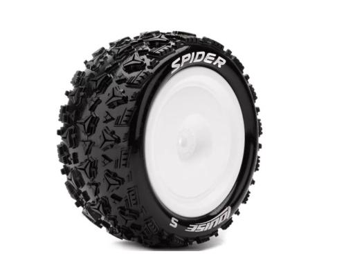 Louise RC - E-SPIDER - 1-10 Buggy Tire Set - Mounted - Soft - White Wheels - Hex 12mm - 4WD - Rear - L-T3200SWKR