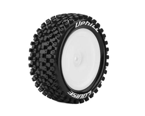 Louise RC - E-UPHILL - 1-10 Buggy Tire Set - Mounted - Soft - White Wheels - Hex 12mm - Rear - L-T3279SWKR
