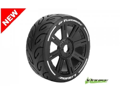 Louise RC - GT-TARMAC - MFT Technology - 1-8 Buggy Banden Set - Verlijmd op velg - Super Soft - Spaakvelgen Zwart - Zesk