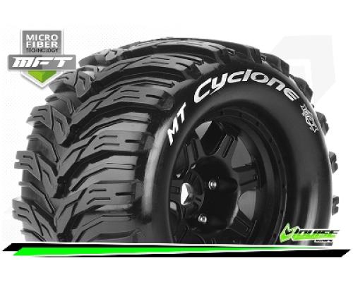 Louise RC - MFT - MT-CYCLONE - 1-8 Monster Truck Bandenset - Gemonteerd - Sport - 3.8 Bead Style Velgen Zwart - 0-Offset