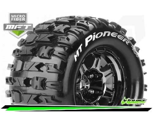 Louise RC - MFT - MT-PIONEER - 1-8 Monster Truck Bandenset - Gemonteerd - Sport - 3.8 Bead Style Velgen Zwart-Chrome - 0