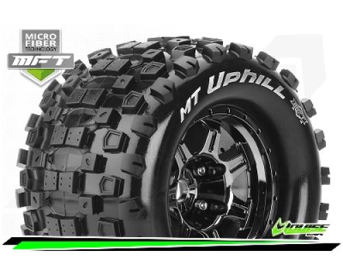 Louise RC - MFT - MT-UPHILL - 1-8 Monster Truck Bandenset - Gemonteerd - Sport - 3.8 Bead Style Velgen Zwart-Chrome - 1/