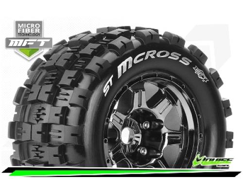 Louise RC - MFT - ST-MCROSS - 1-8 Stadium Truck Bandenset - Gemonteerd - Sport - 3.8 Bead Style Velgen Zwart-Chrome - 1/