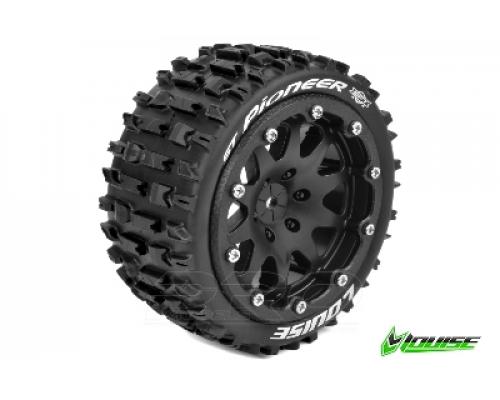 Louise RC - MFT - ST-PIONEER 1-10 Monster Truck Tire Set - Mounted - Sport - Black Bead-Lock Rims - 0-Offset - Hex 12mm 