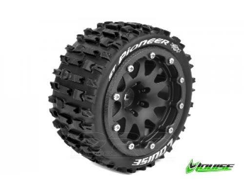 Louise RC - MFT - ST-PIONEER 1-10 Monster Truck Tire Set - Mounted - Sport - Black  Bead-Lock Rims - 1/2-Offset -