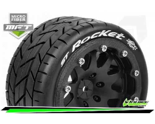 Louise RC - MFT - ST-ROCKET - 1-10 Monster Truck Bandenset - Gemonteerd - Sport - 2.8 Bead-Lock Velgen Zwart - 1/2-Offse