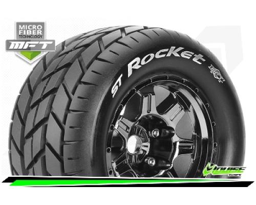 Louise RC - MFT - ST-ROCKET - 1-8 Stadium Truck Bandenset - Gemonteerd - Sport - 3.8 Bead Style Velgen Zwart-Chrome - 1/