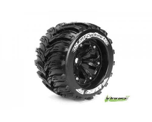 Louise RC - MT-CYCLONE - 1-8 Monster Truck Banden Set - Verlijmd op velg - Medium - 3.8\" Velgen Zwart - 0-Offset - EP E-