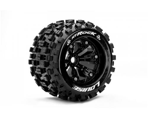 Louise RC - MT-ROCK - 1-8 Monster Truck Banden Set - Verlijmd op velg - Medium - 3.8\" Velgen Zwart - 1/2\"-Offset - EP E-