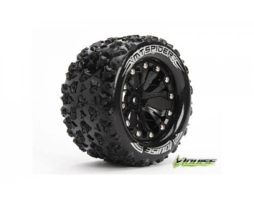 Louise RC - MT-SPIDER - 1-10 Monster Truck Banden Set - Verlijmd op velg - Soft - 2.8\" Velgen Zwart - 0-Offset - EP STAM