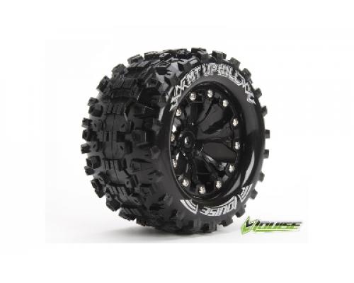 Louise RC - MT-UPHILL - 1-10 Monster Truck Banden Set - Verlijmd op velg - Soft - 2.8\" Velgen Zwart - 0-Offset - EP STAM