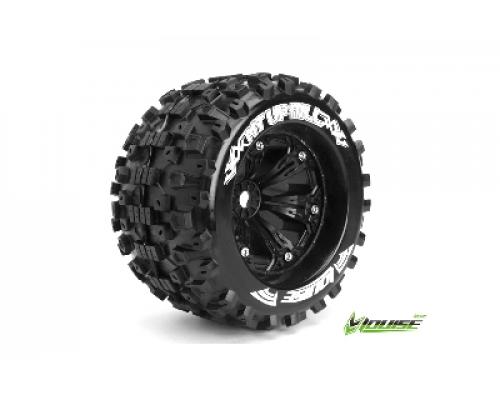 Louise RC - MT-UPHILL - 1-8 Monster Truck Banden Set - Verlijmd op velg - Medium - 3.8\" Velgen Zwart - 0-Offset - EP E-M