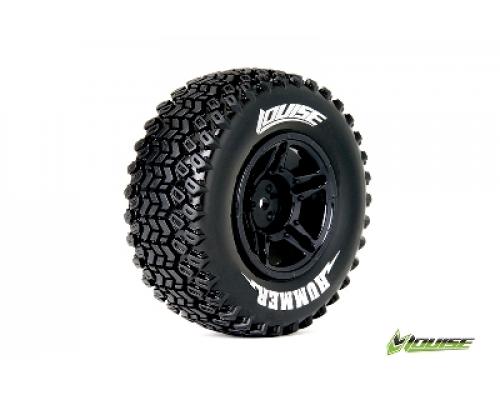 Louise RC - SC-HUMMER - 1-10 Short Course Banden Set - Verlijmd op velg - Soft - Velgen Zwart - LOSI TEN-SCTE 4X4 - Voor