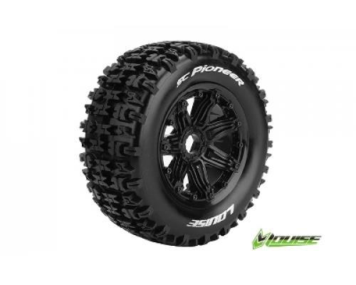 Louise RC - SC-PIONEER - 1-5 Short Course Truck Banden Set - Verlijmd op Velg - SPORT - Velgen Zwart - Hex 24mm - 1 Paar