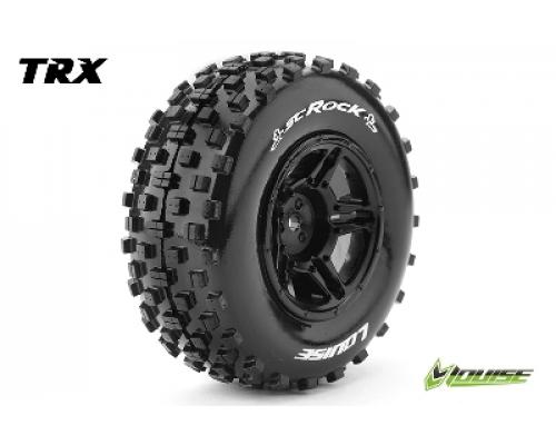 Louise RC - SC-ROCK - 1-10 Short Course Banden Set - Verlijmd op velg - Soft - Velgen Zwart - SLASH Achter - SLASH 4X4 V