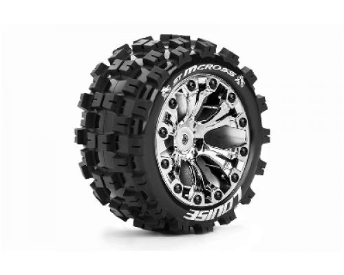 Louise RC - ST-MCROSS - 1-10 Stadium Truck Banden Set - Verlijmd op velg - Soft - 2.8\" Velgen Chroom - 1/2\"-Offset - GP