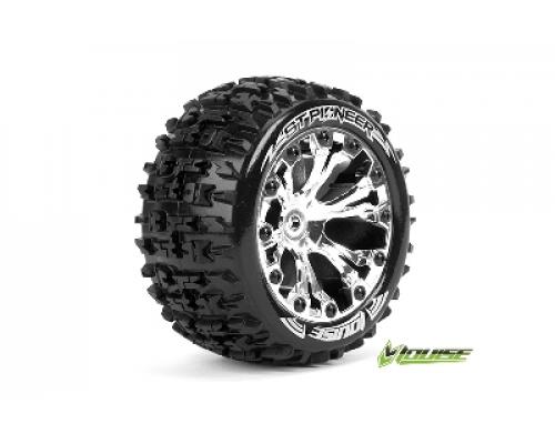 Louise RC - ST-PIONEER - 1-10 Stadium Truck Banden Set - Verlijmd op velg - Soft - 2.8\" Velgen Chroom - 0-Offset - 2.8\"