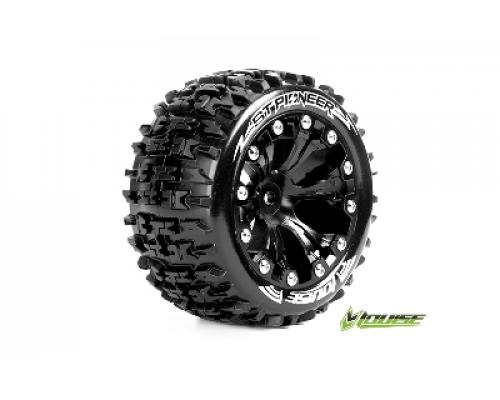 Louise RC - ST-PIONEER - 1-10 Stadium Truck Banden Set - Verlijmd op velg - Soft - 2.8\" Velgen Zwart - 0-Offset - EP STA