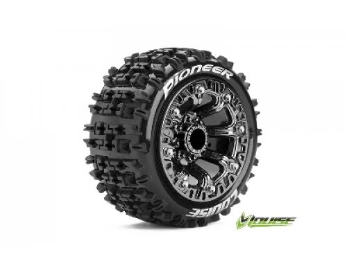 Louise RC - ST-PIONEER - 1-16 Truck Banden Set - Verlijmd op velg - Soft - 2.2\" Velgen Zwart Chroom - REVO - SUMMIT - Sa