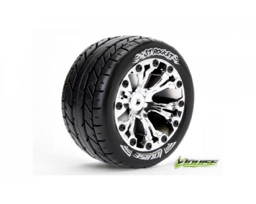 Louise RC - ST-ROCKET - 1-10 Stadium Truck Banden Set - Verlijmd op velg - Soft - 2.8\" Velgen Chroom - 1/2\"-Offset - GP