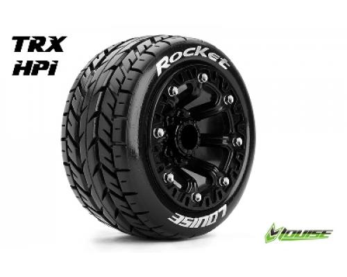 Louise RC - ST-ROCKET - 1-16 Truck Banden Set - Verlijmd op velg - Soft - 2.2\" Velgen Zwart - REVO - SUMMIT - Savage XS