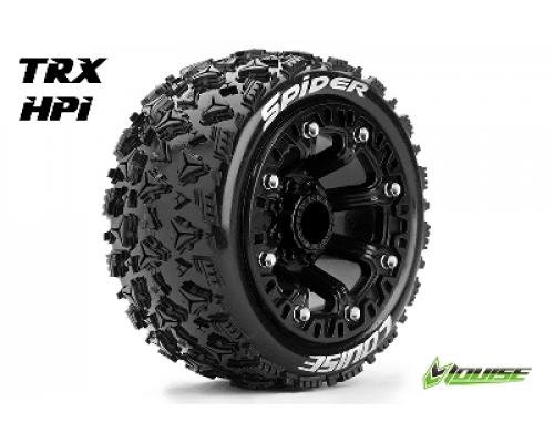 Louise RC - ST-SPIDER - 1-16 Truck Banden Set - Verlijmd op velg - Soft - 2.2\" Velgen Zwart - REVO - SUMMIT - Savage XS