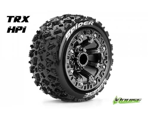 Louise RC - ST-SPIDER - 1-16 Truck Banden Set - Verlijmd op velg - Soft - 2.2\" Velgen Zwart Chroom - REVO - SUMMIT - Sav