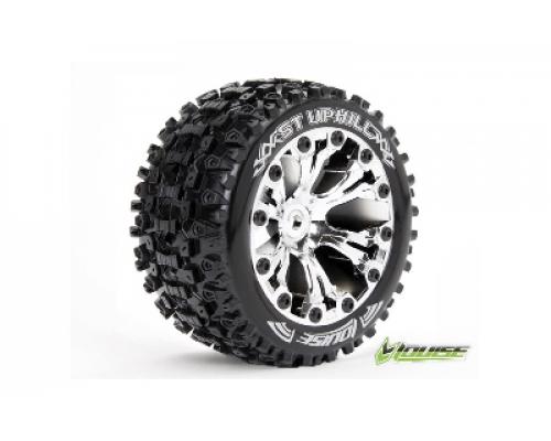 Louise RC - ST-UPHILL - 1-10 Stadium Truck Banden Set - Verlijmd op velg - Soft - 2.8\" Velgen Chroom - 1/2\"-Offset - GP