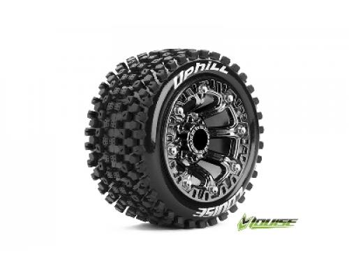 Louise RC - ST-UPHILL - 1-16 Truck Banden Set - Verlijmd op velg - Soft - 2.2\" Velgen Zwart Chroom - REVO - SUMMIT - Sav