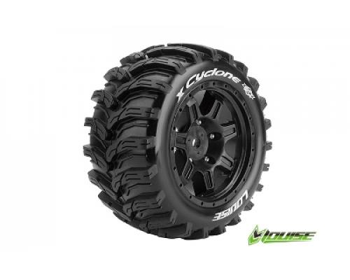 Louise RC - X-CYCLONE - X-Maxx Banden Set - Verlijmd op Velg - SPORT - Velgen Zwart - Hex 24mm - 1 Paar