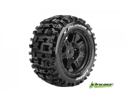 Louise RC - X-PIONEER - X-Maxx Banden Set - Verlijmd op Velg - SPORT - Velgen Zwart - Hex 24mm - 1 Paar