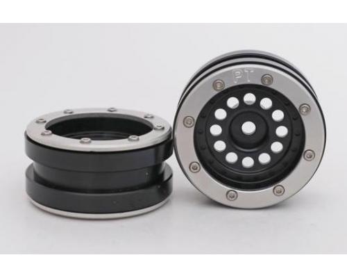 Beadlock Wheels PT- Bullit Zwart/Zilver 1.9 (2 stuks)