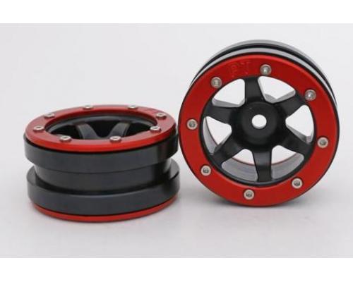 Beadlock Wheels PT- Wave Zwart/Rood 1.9 (2 stuks)
