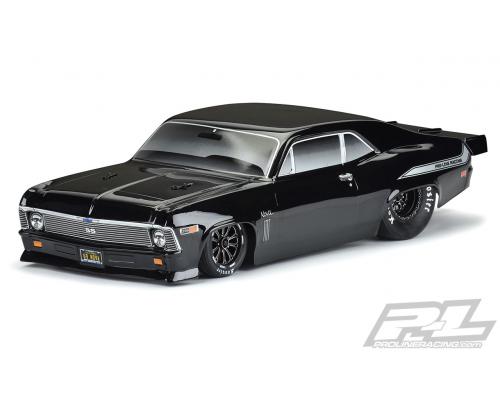 PR3531-18 1969 Chevrolet Nova Tough-Color (zwart) Body voor Slash 2wd Drag Car & AE DR10