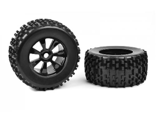 C-00180-378 Off-Road 1/8 Monster Truck Tires - Gripper - Glued on Black Rims - 1 pair
