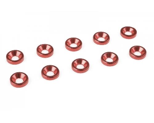 C-31205 Team Corally - Aluminium sluitring - voor M3 Verzonkenkopschroeven - BD=8mm - Rood - 10 st