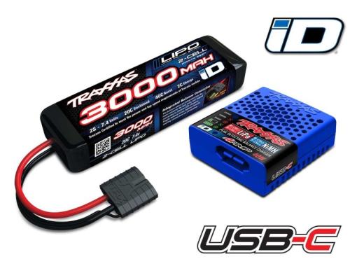 TRAXXAS 2S lipo 3000mah met USB-C NIMH/LIPO ID lader TRX2985-2S