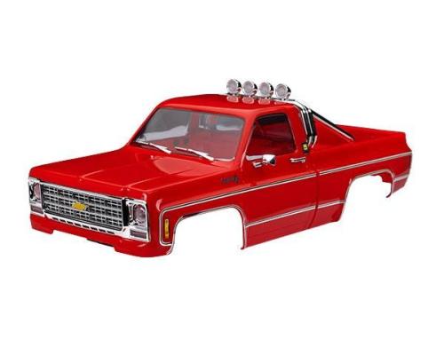 TRAXXAS BODY, CHEVROLET K10 TRUCK (1979), COMPLETE, RED (INCLUDES GRILLE, SIDE MIRRORS, DOOR HANDLES, ROLL BAR, WINDSHIE