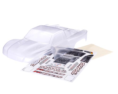 TRAXXAS BODY, SLASH 4X4 (ALSO FITS SLASH VXL en SLASH 2WD) (CLEAR, REQUIRES PAINTING)/ WINDOW MASKS/ DECAL SHEET (REQUIR