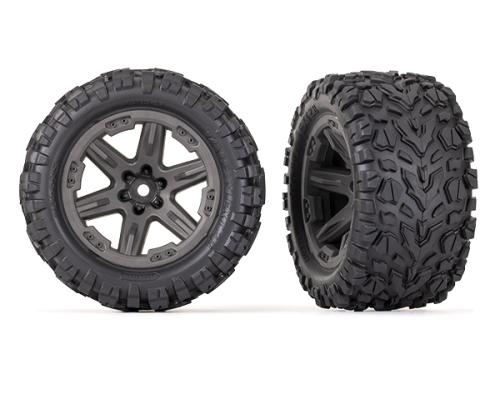 TRAXXAS TIRES & WHEELS, ASSEMBLED, GLUED (2.8\') (RXT GRAY WHEELS, TALON EXT TIRES, FOAM INSERTS) (4WD ELECTRIC FRONT/REA