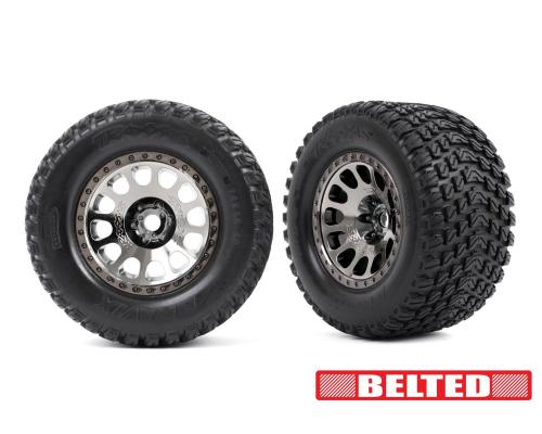 Traxxas TRX7862X Tires & wheels, assembled, glued (XRT Race black chrome wheels, Gravix belted tires, dual profile