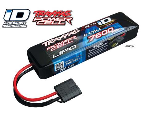 Traxxas TRX2869X 7600mah 7.4v 2-Cell 25C LiPO Accu met ID Herken