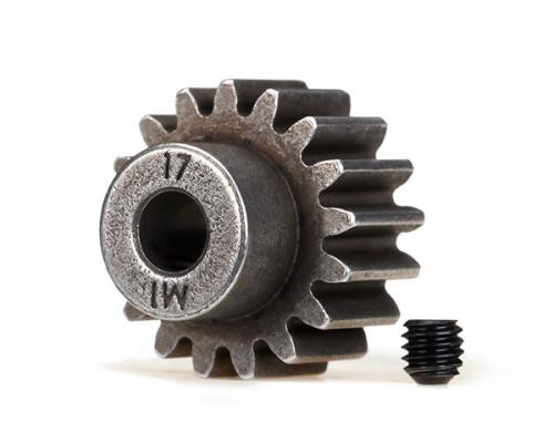 Traxxas TRX6490X Tandwiel, 17-T pinion (1.0 metric pitch) (past op 5mm as) / stelschroefT pinion (1.0 metric pitch) (pas