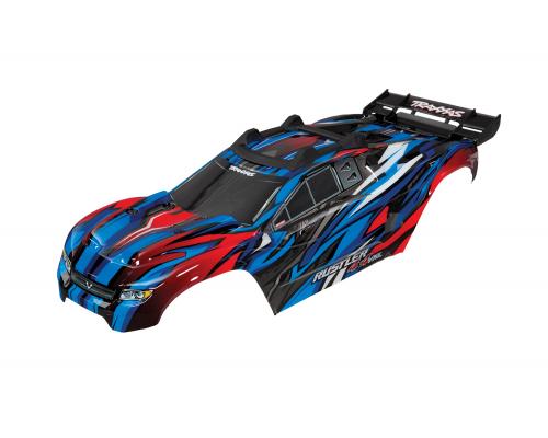 Traxxas TRX6717A Body, Rustler 4X4 VXL, blauw / venster, grill, lichten decals (geassembleerd met voorste en achterste c