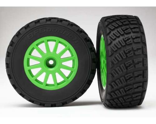 Traxxas TRX7473X Tires & wheels, assembled, glued (Green wheels,