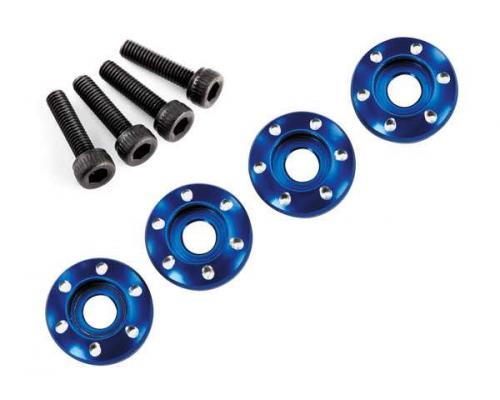 Traxxas TRX7668 Wheel nut washer, machined aluminum, blue / 3x12