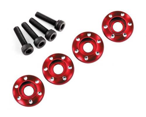 Traxxas TRX7668R Wheel nut washer, machined aluminum, red / 3x12